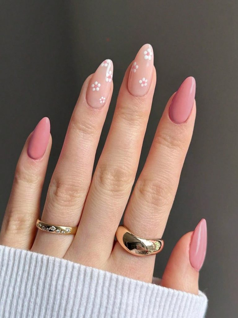Floral Accent Nails