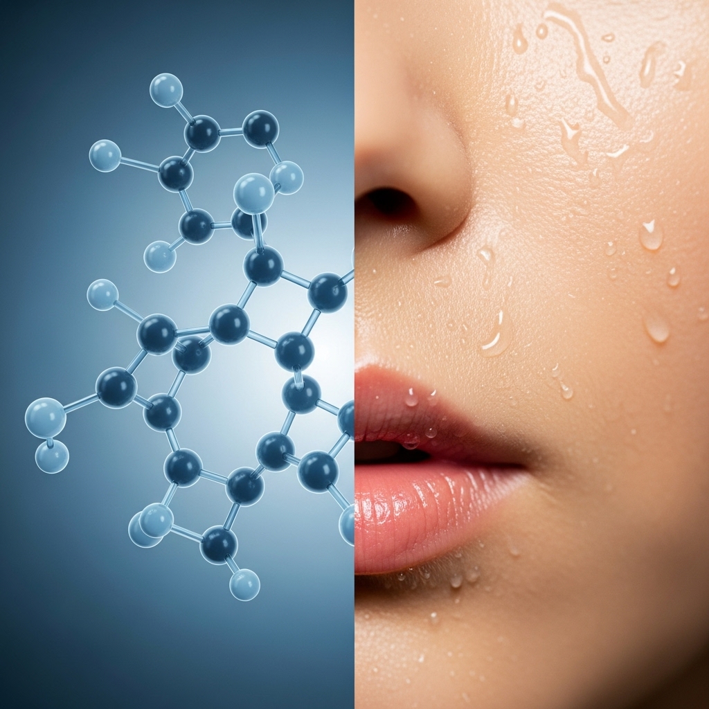 Conceptual shot showing molecular structure of hyaluronic acid